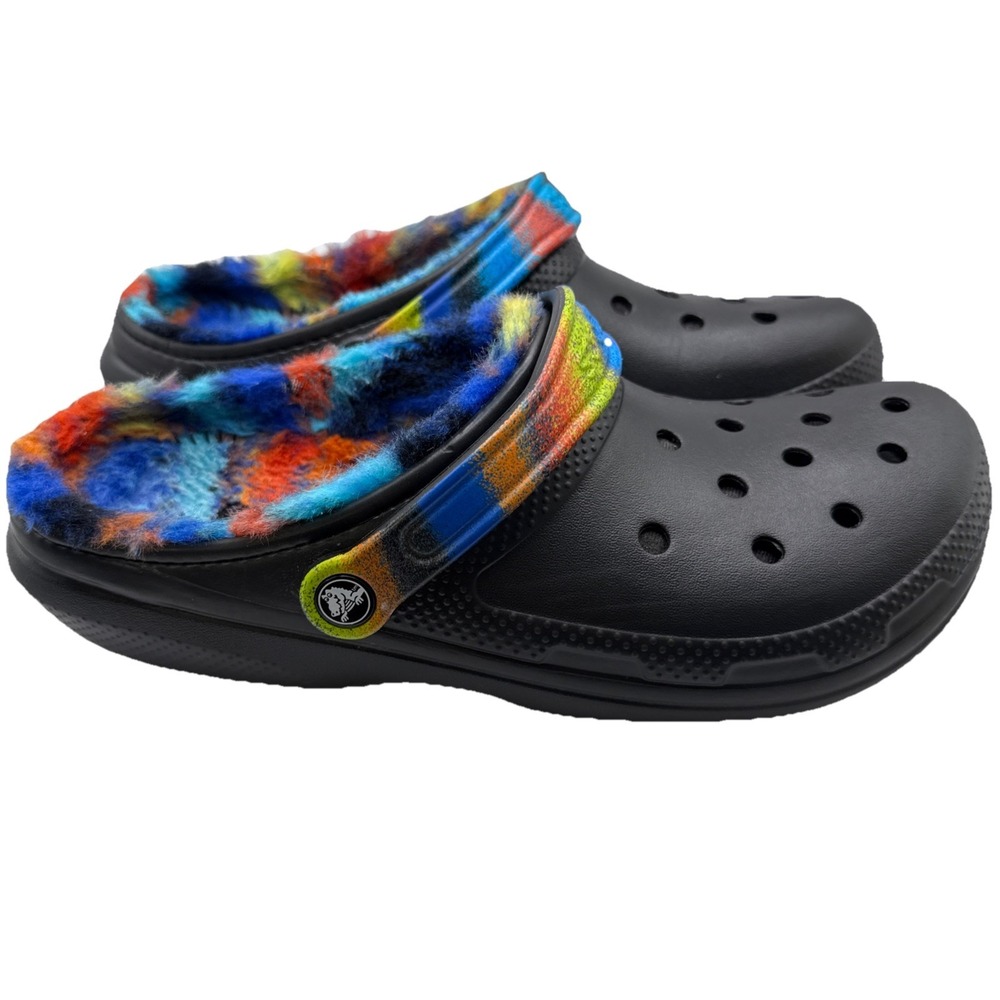 Crocs Classic Lined Sprayed Dye‎ Clog Unisex Men 10 Women 12 Black 208045 - Picture 2 of 6